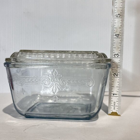 Vintage Fire King Clear Glass Refrigerator Dish - Elegant Retro Storage With Lid - Picture 9 of 10